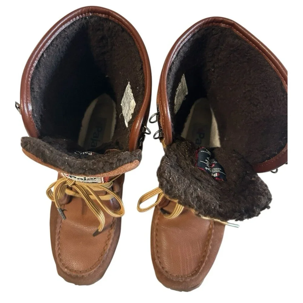 Pajar Gaetana Brown Leather Waterproof Moc Toe Boots Womens EU 37 US 6 - 6.5